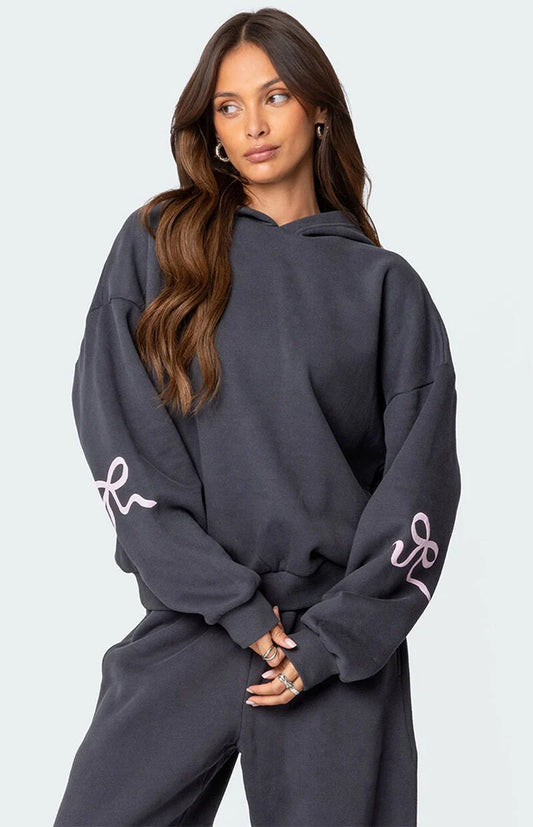 BOW DETAIL HOODIE & SWEATPANTS SET