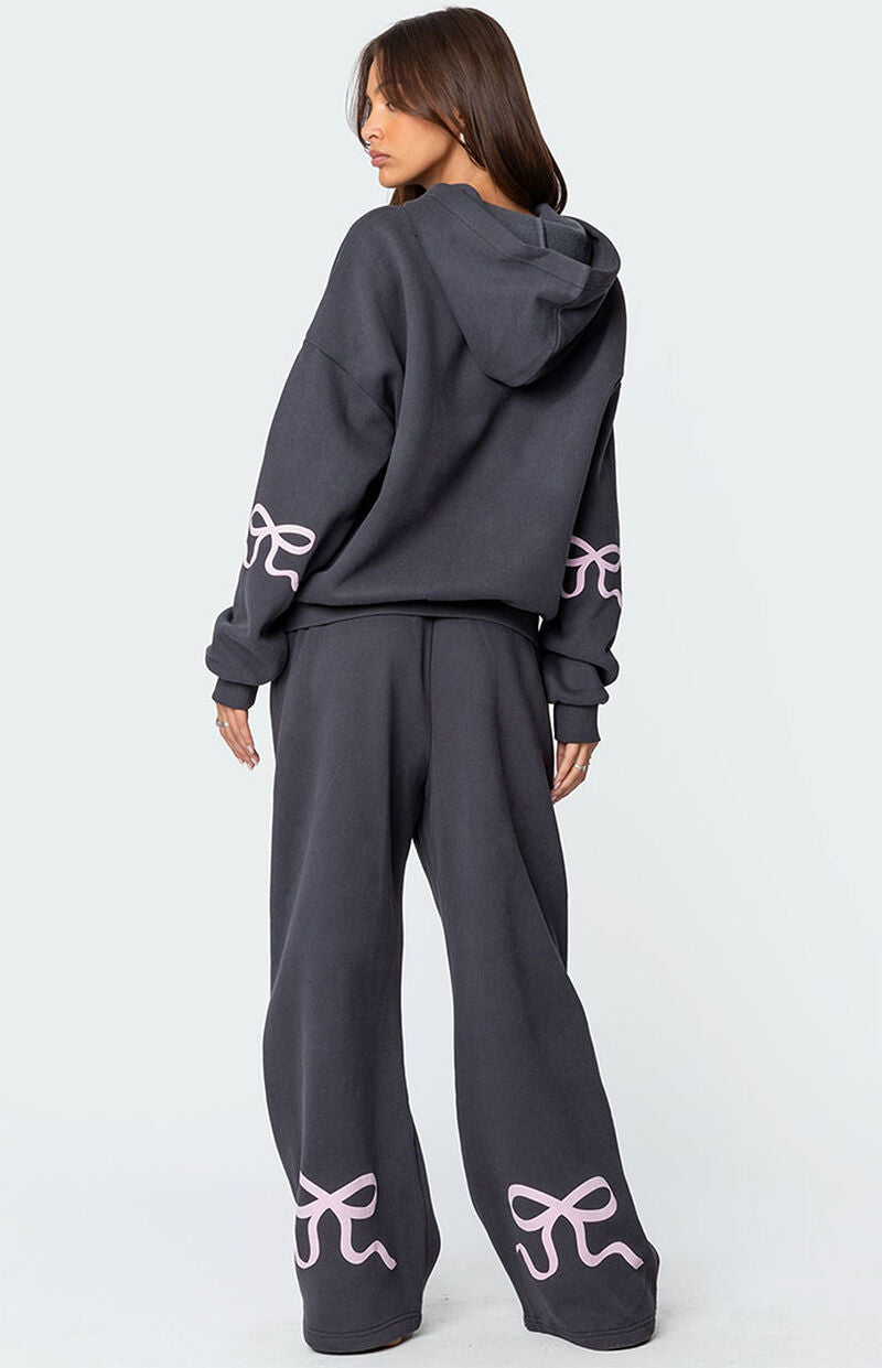 BOW DETAIL HOODIE & SWEATPANTS SET