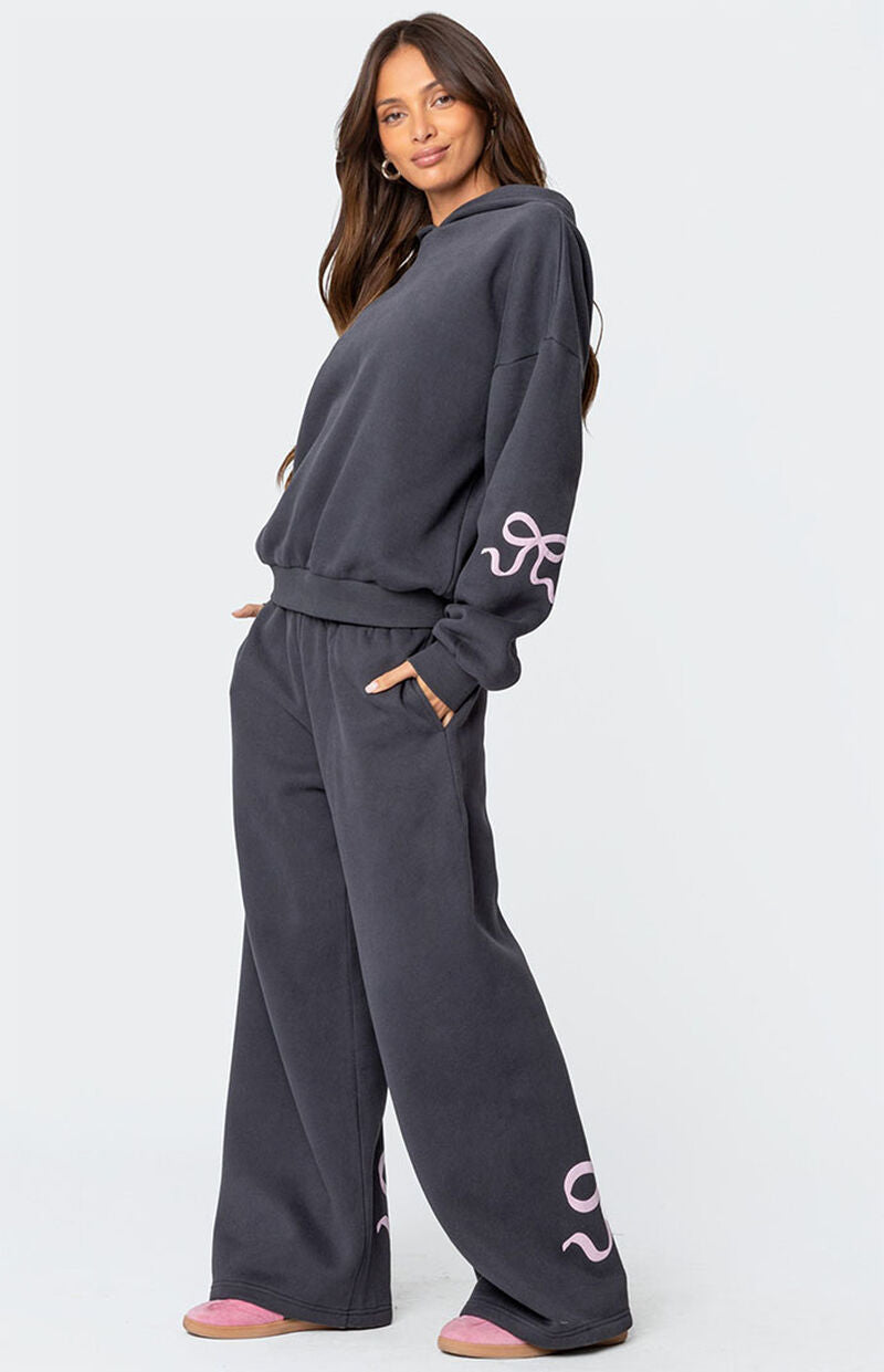 BOW DETAIL HOODIE & SWEATPANTS SET