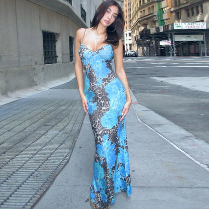 BLUE LEOPARD MIDI DRESS